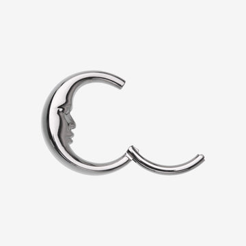 Detail View 1 of Implant Grade Titanium Vintage Crescent Moon Face Clicker Hoop Ring